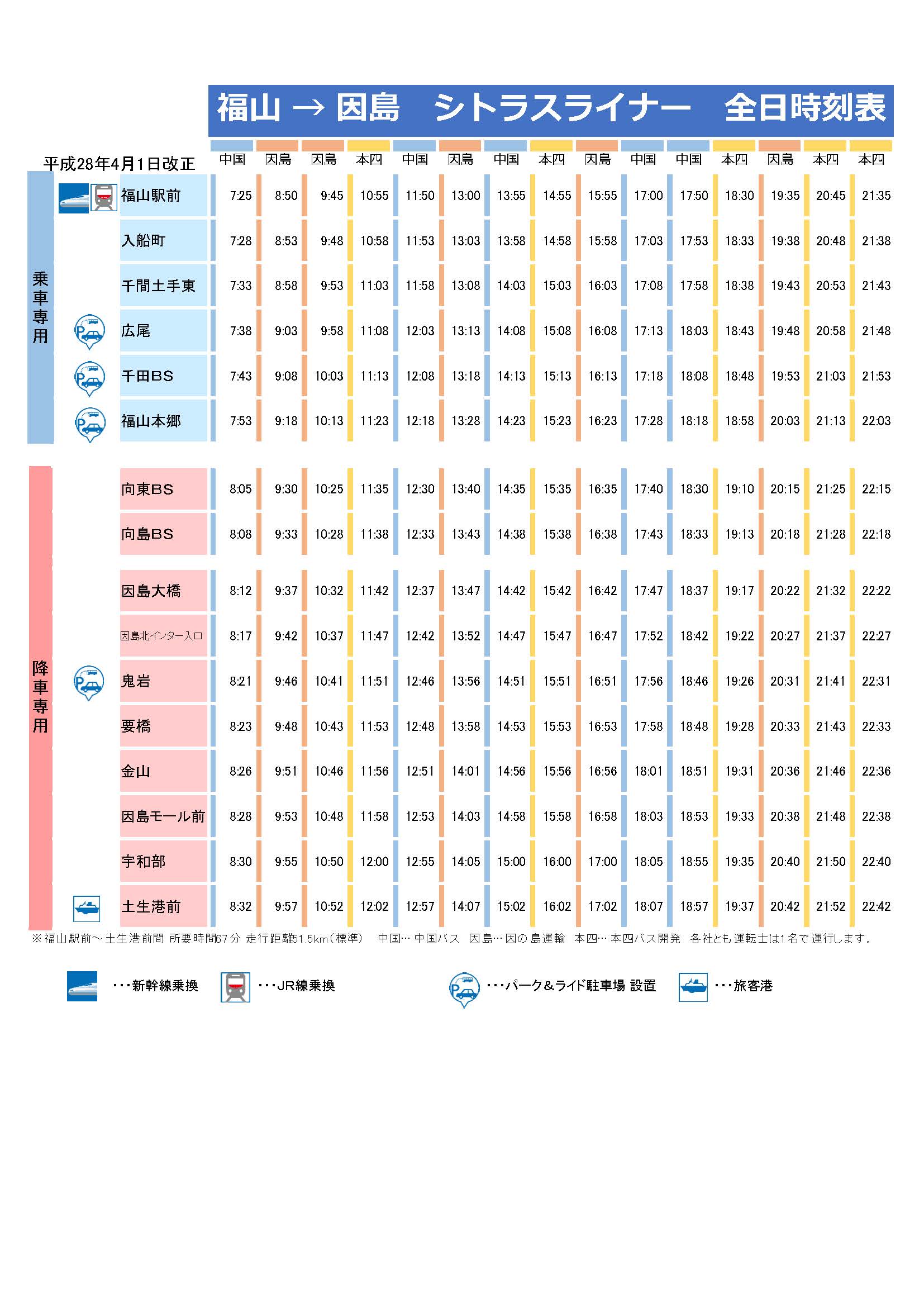 福山 因島 土生港 シトラスライナー 中国バス